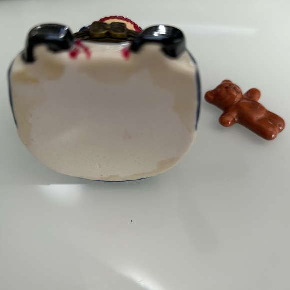 Porcelain Hinged Box vintage raggedy Ann doll with teddy bear - Picture 8 of 8